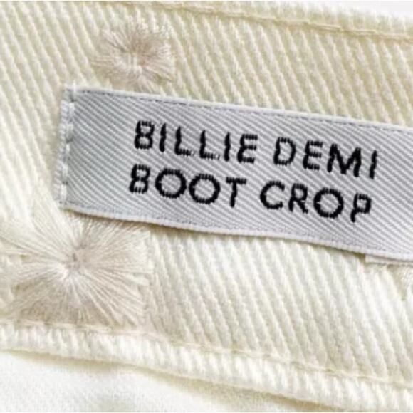 J. Crew Eyelet Billie Demi-Boot Crop Jean, High Rise, Cream Embroidery, 34” - Picture 7 of 9